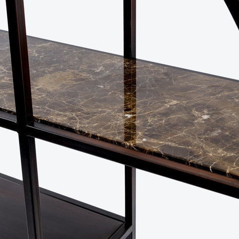 Libra Fitzroy Bronze Emperador Marble Circular Shelving Unit